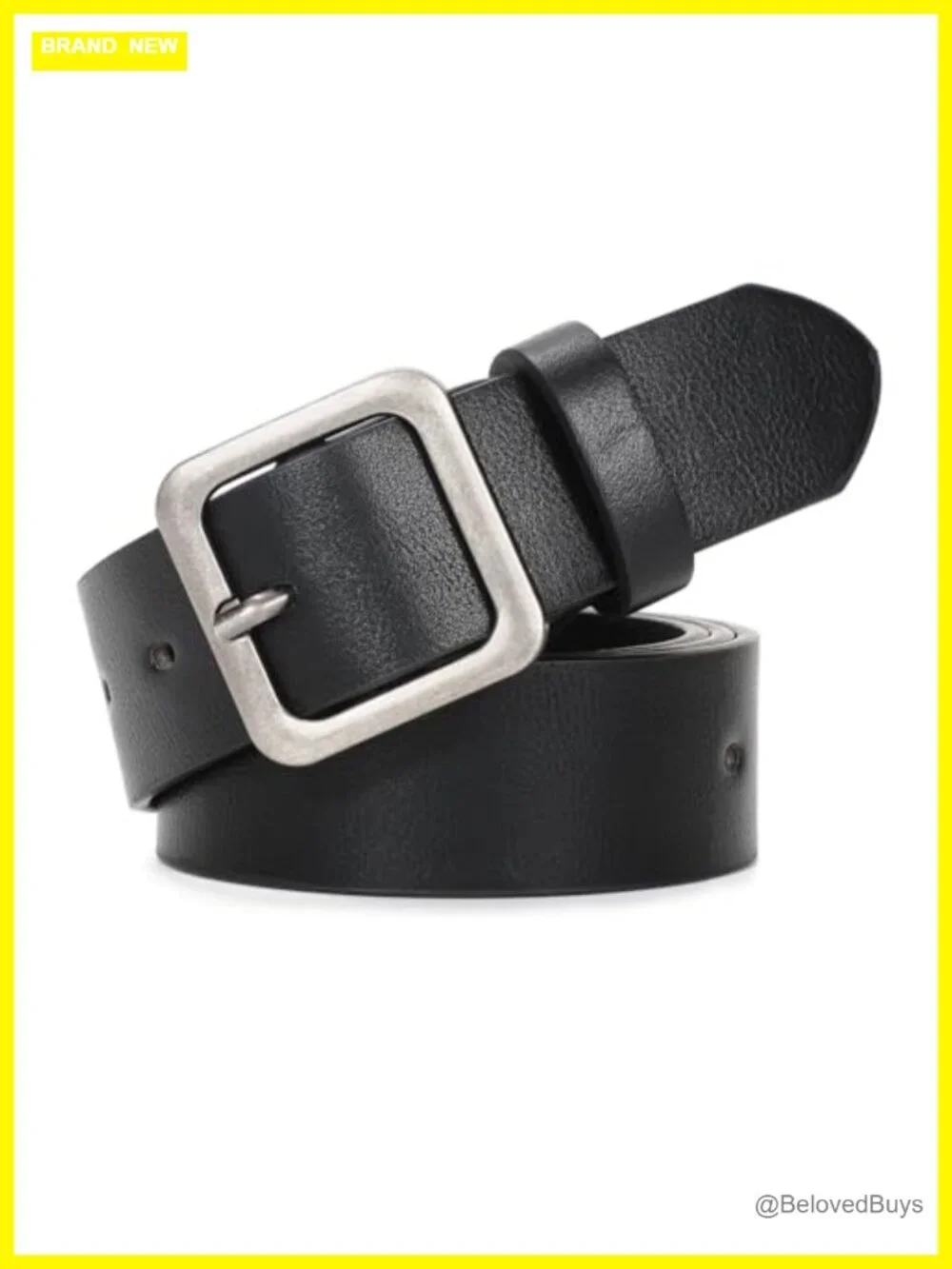 Faux Leather Belt with Square Buckle for Women